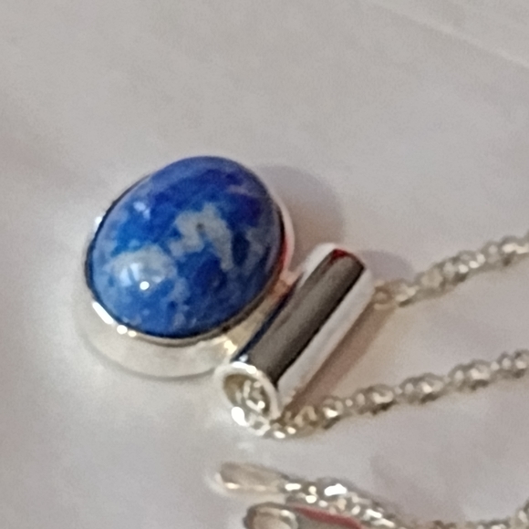 .925 Sterling Silver and Azurite Stone Pendant - Picture 6 of 11